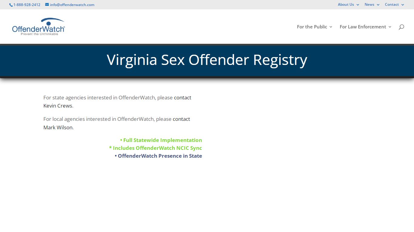 Virginia Sex Offender Registry - OffenderWatch